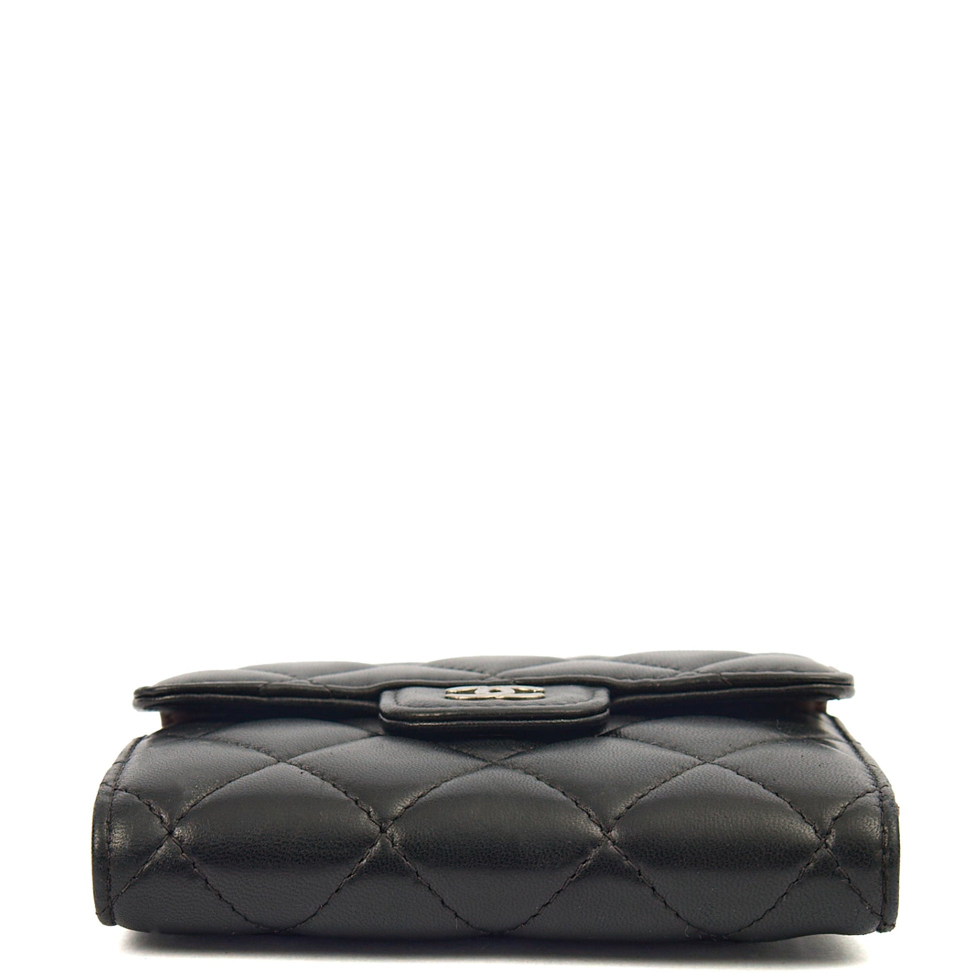 Chanel Wallet Flap Wallet in Black, Lambskin Leather — Detail View