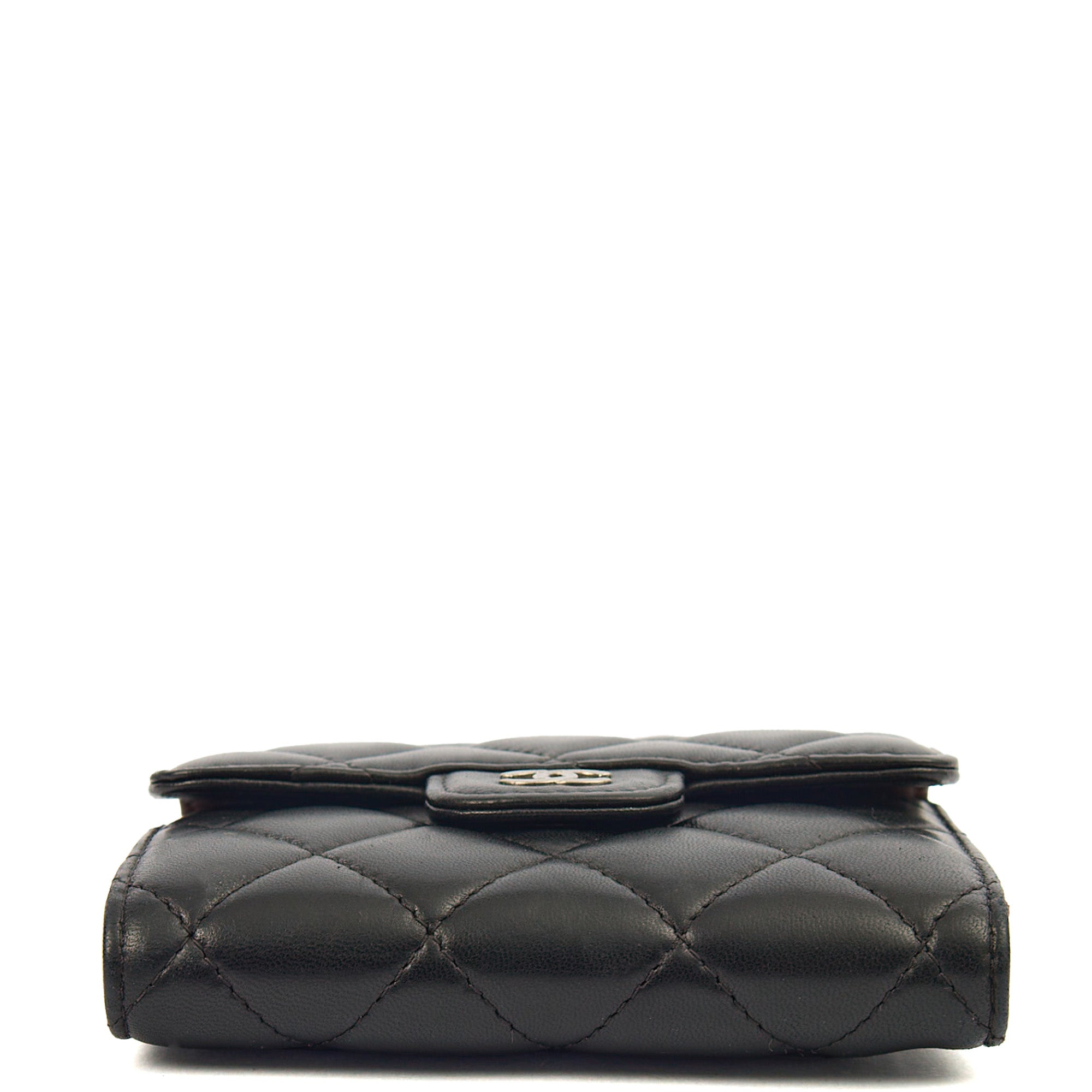 Chanel Wallet Flap Wallet in Black, Lambskin Leather — Detail View