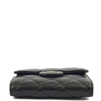 Chanel Wallet Flap Wallet in Black, Lambskin Leather — Detail View