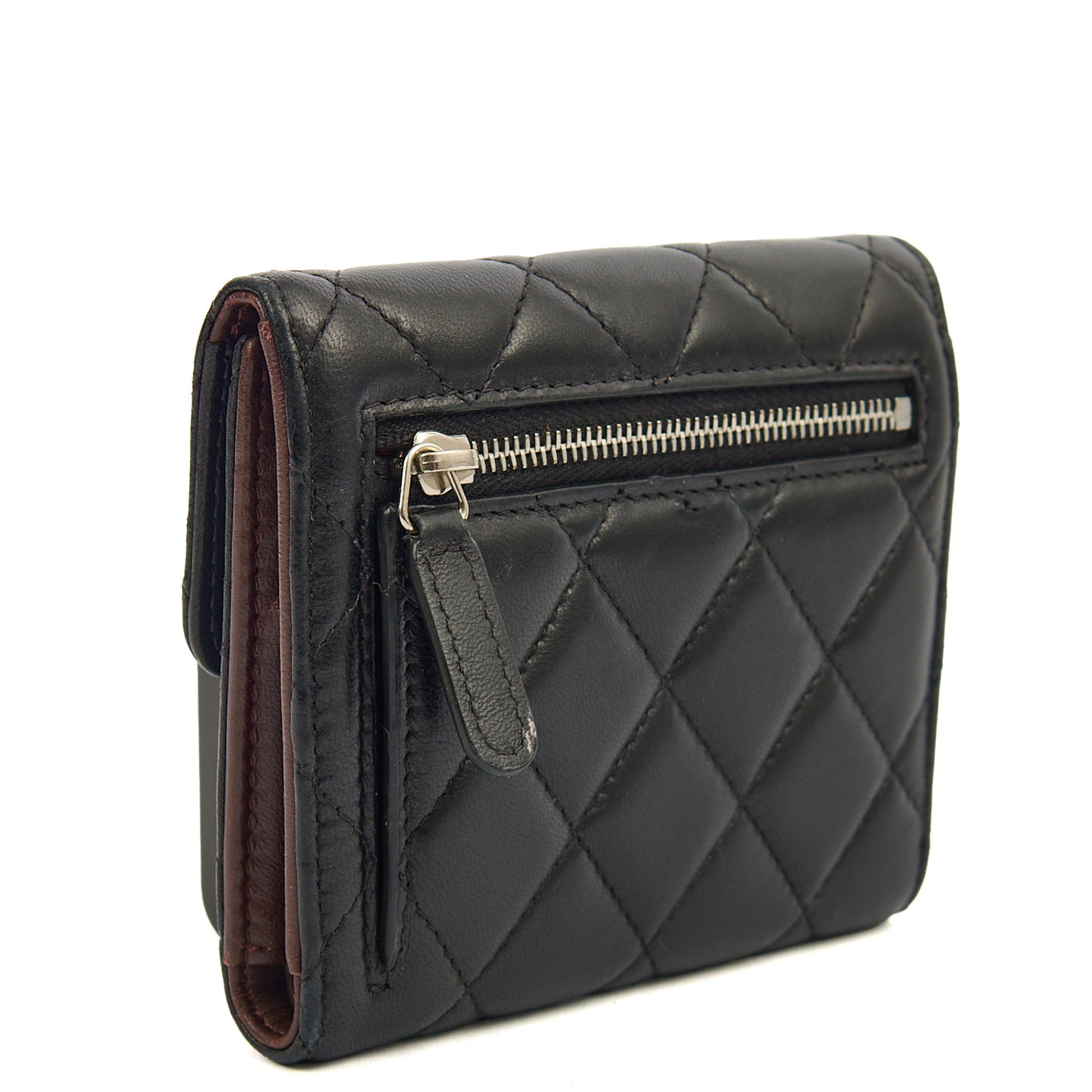 Chanel Wallet Flap Wallet in Black, Lambskin Leather — Back View