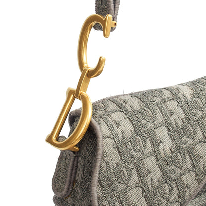 Christian Dior Cross Body Saddle Bag in Blue, Dior Oblique Embroidery — Lifestyle View