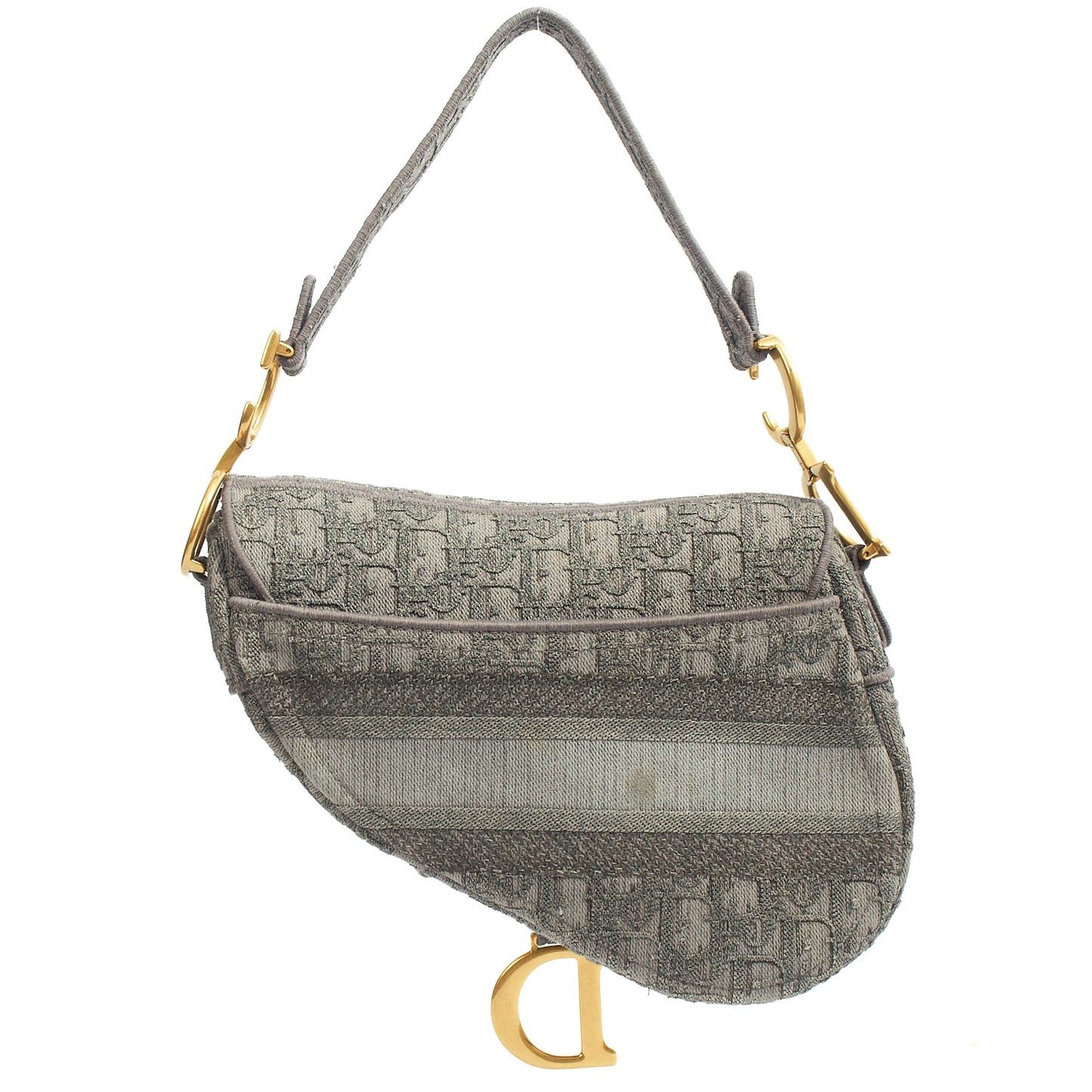 Christian Dior Cross Body Saddle Bag in Blue, Dior Oblique Embroidery — Back View