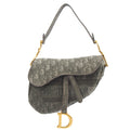 Christian Dior Cross Body Saddle Bag in Blue, Dior Oblique Embroidery — Front View