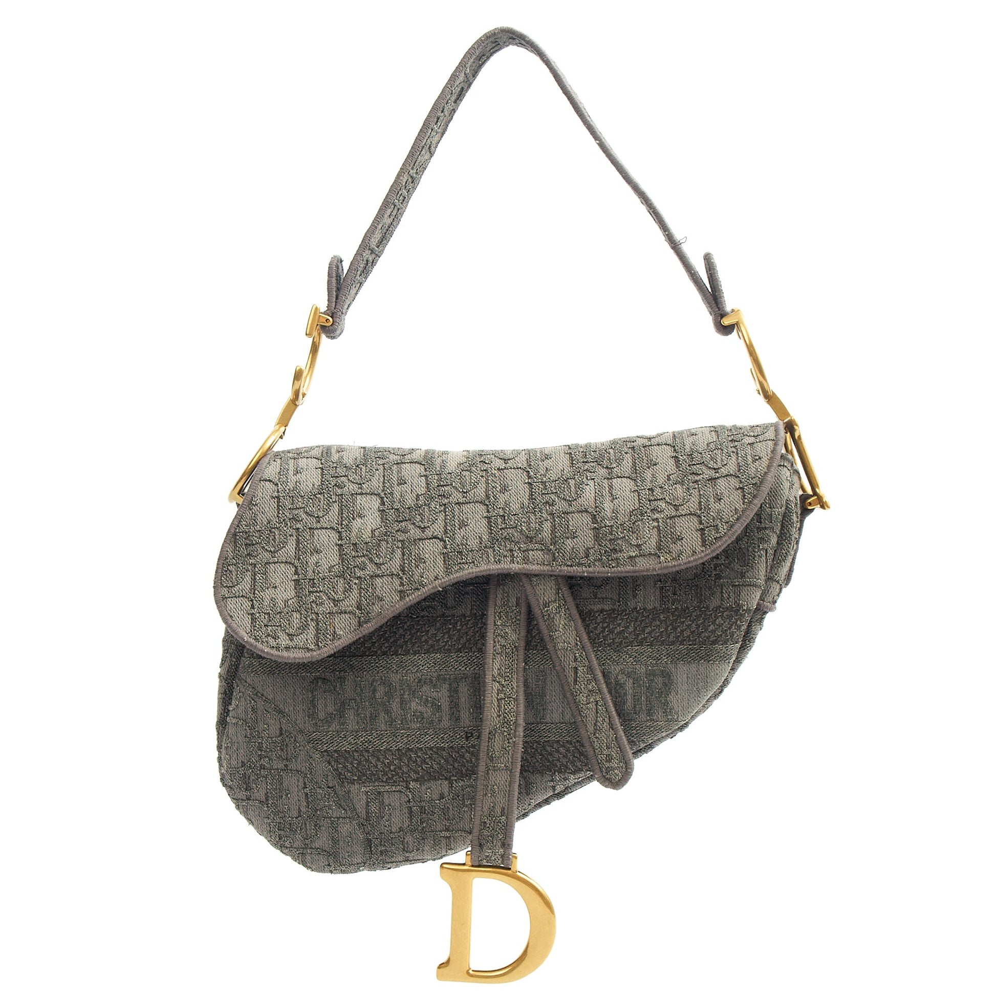 Christian Dior Cross Body Saddle Bag in Blue, Dior Oblique Embroidery — Alternate View 9