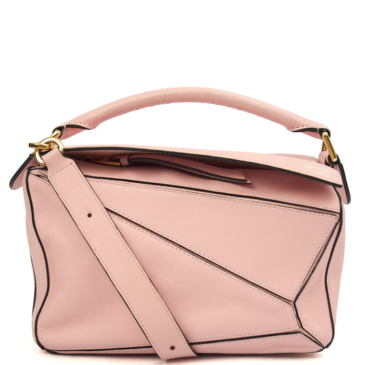 Loewe Cross Body Puzzle - Medium in Icy Pink, Leather — Front View