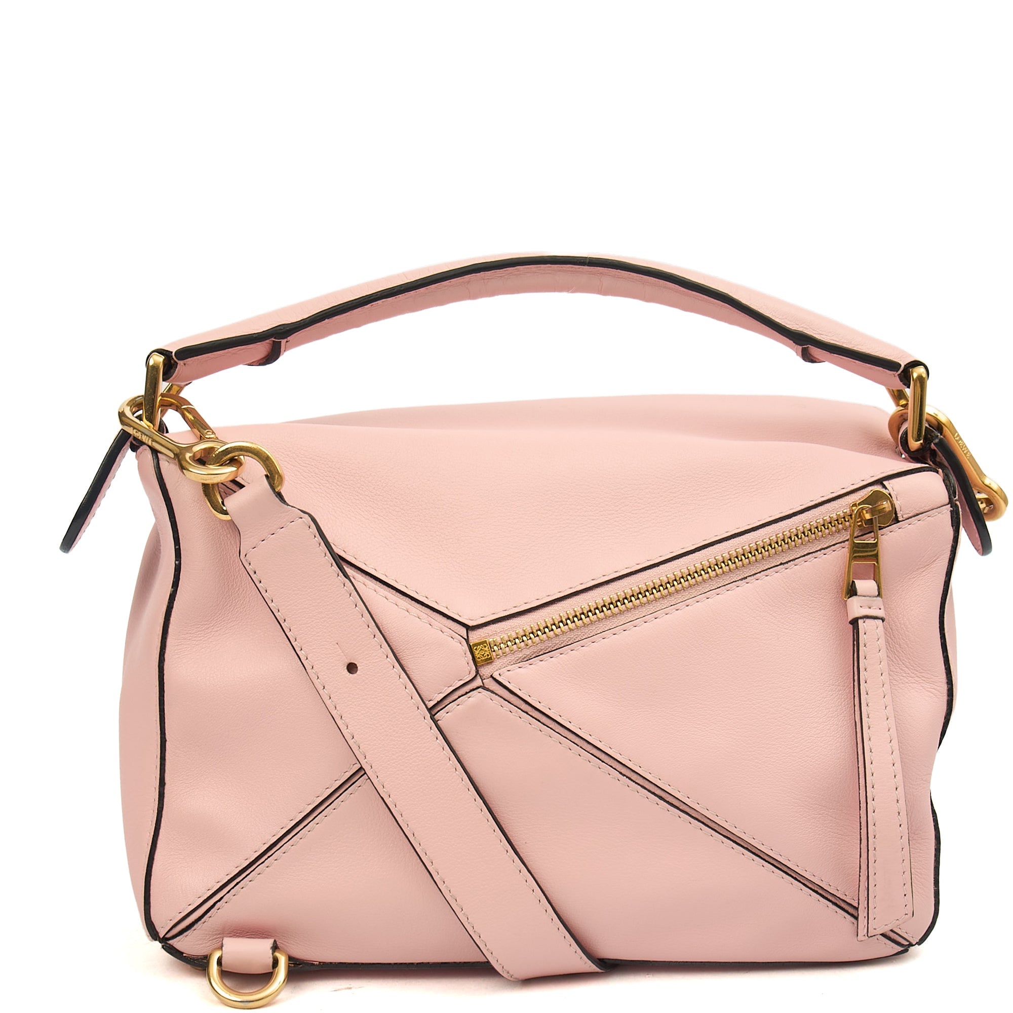 Loewe Cross Body Puzzle - Medium in Icy Pink, Leather — Back View