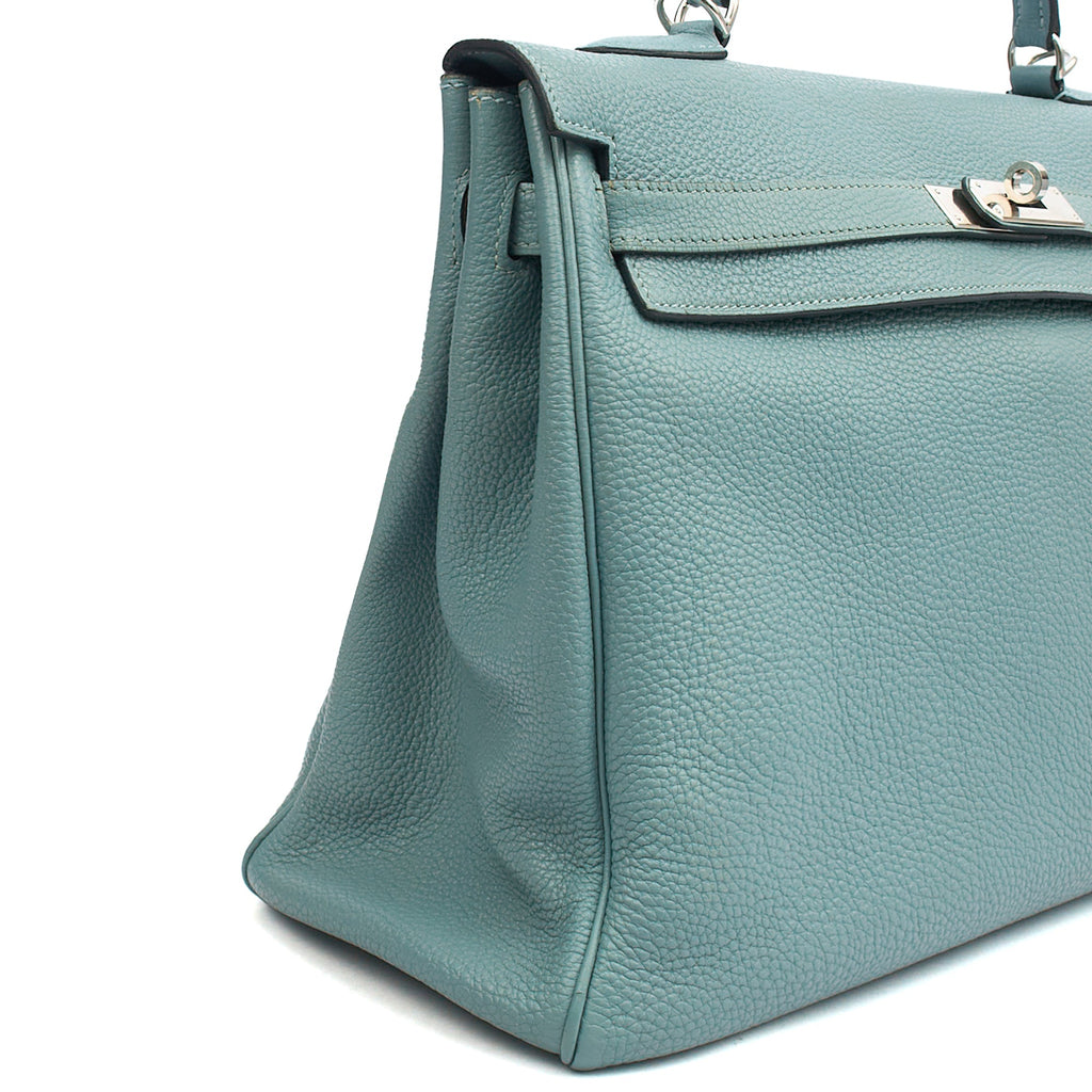 Hermes Tote Kelly 35 in Bleu Jean, Togo Leather — Alternate View 9