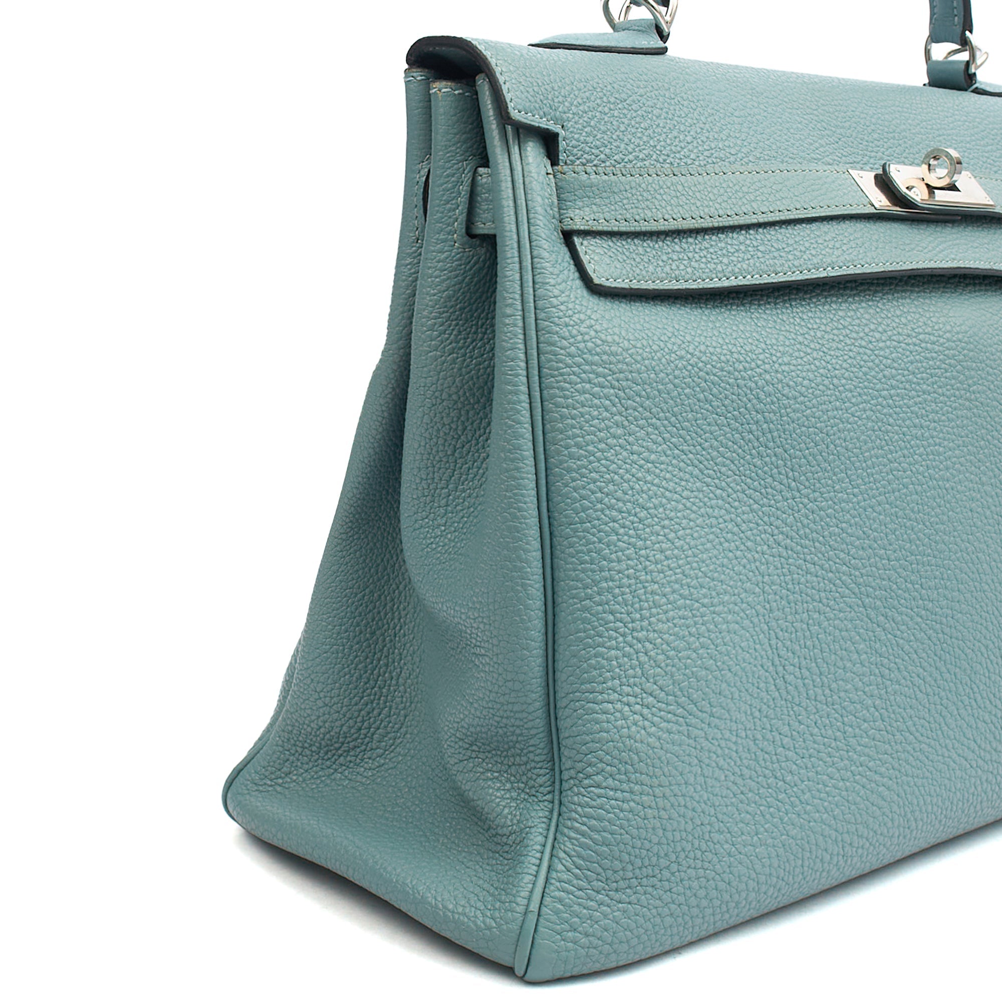 Hermes Tote Kelly 35 in Bleu Jean, Togo Leather — Alternate View 9