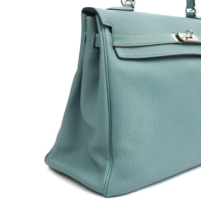 Hermes Tote Kelly 35 in Bleu Jean, Togo Leather — Alternate View 9