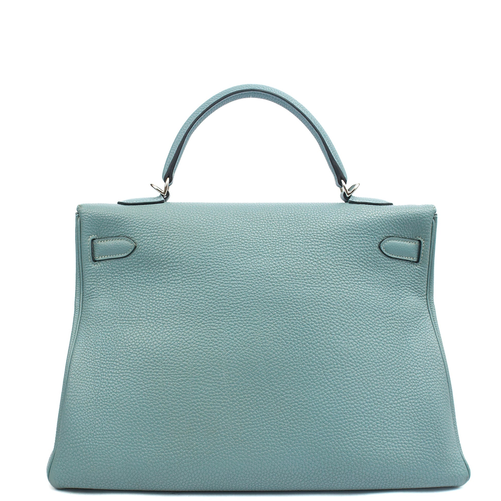 Hermes Tote Kelly 35 in Bleu Jean, Togo Leather — Back View
