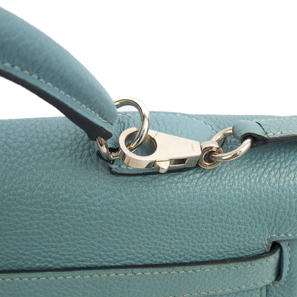 Hermes Tote Kelly 35 in Bleu Jean, Togo Leather — Detail View
