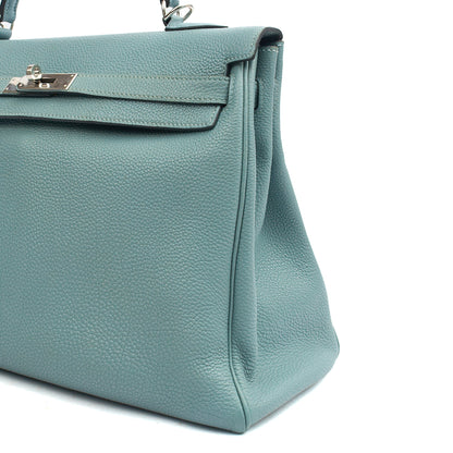 Hermes Tote Kelly 35 in Bleu Jean, Togo Leather — Alternate View 7