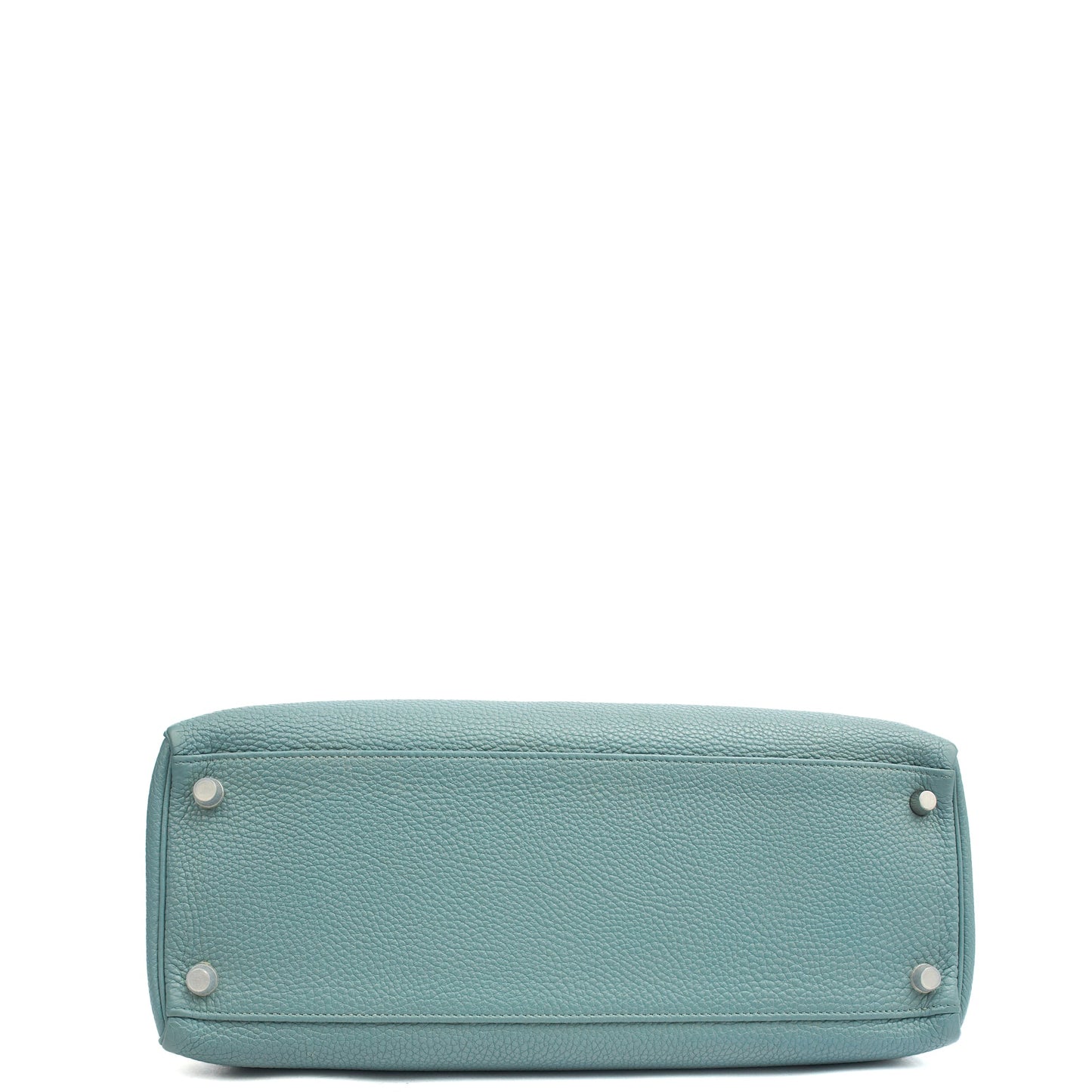 Hermes Tote Kelly 35 in Bleu Jean, Togo Leather — Top View