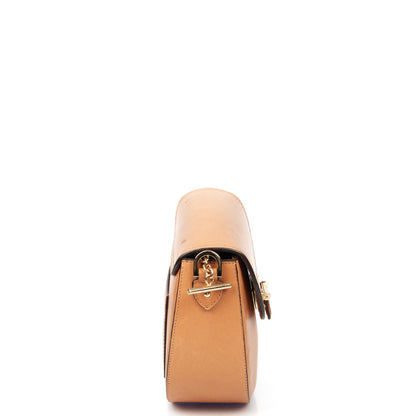 Aspinal of London Shoulder Bag Letterbox Saddle Bag in Brown, Leather — Back View