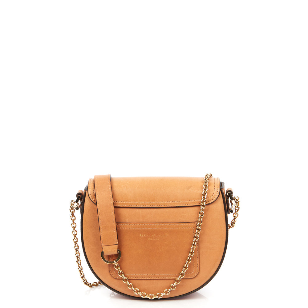 Aspinal of London Shoulder Bag Letterbox Saddle Bag in Brown, Leather — Top View