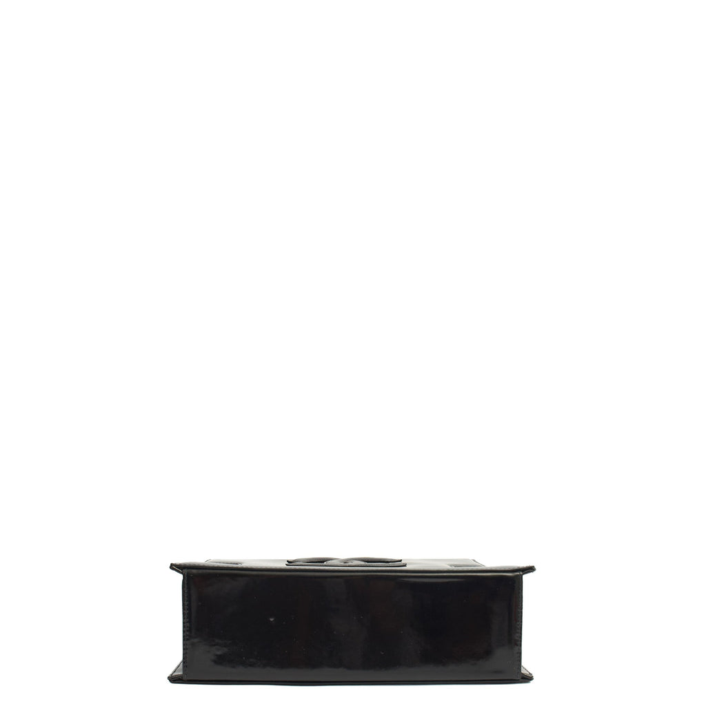 Chanel Shoulder Bag Vintage Flap Bag  in Black, Patent Leather — Top View