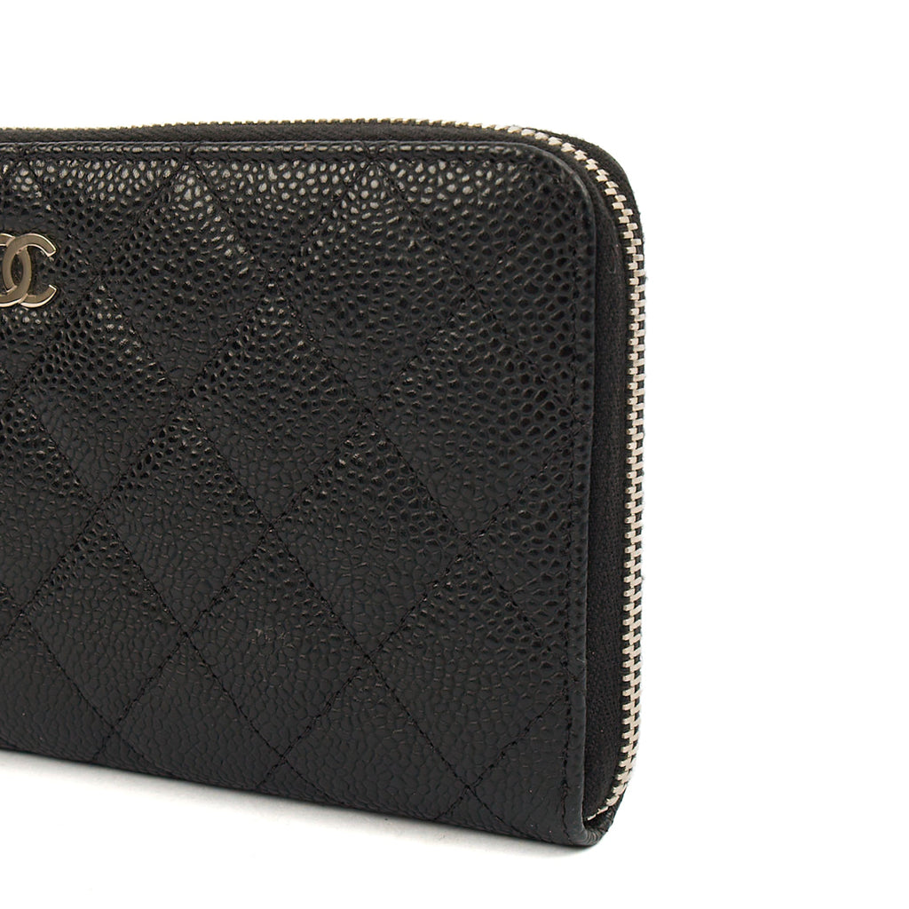 Chanel Purse Zip Wallet in Black, Caviar Leather — Alternate View 8