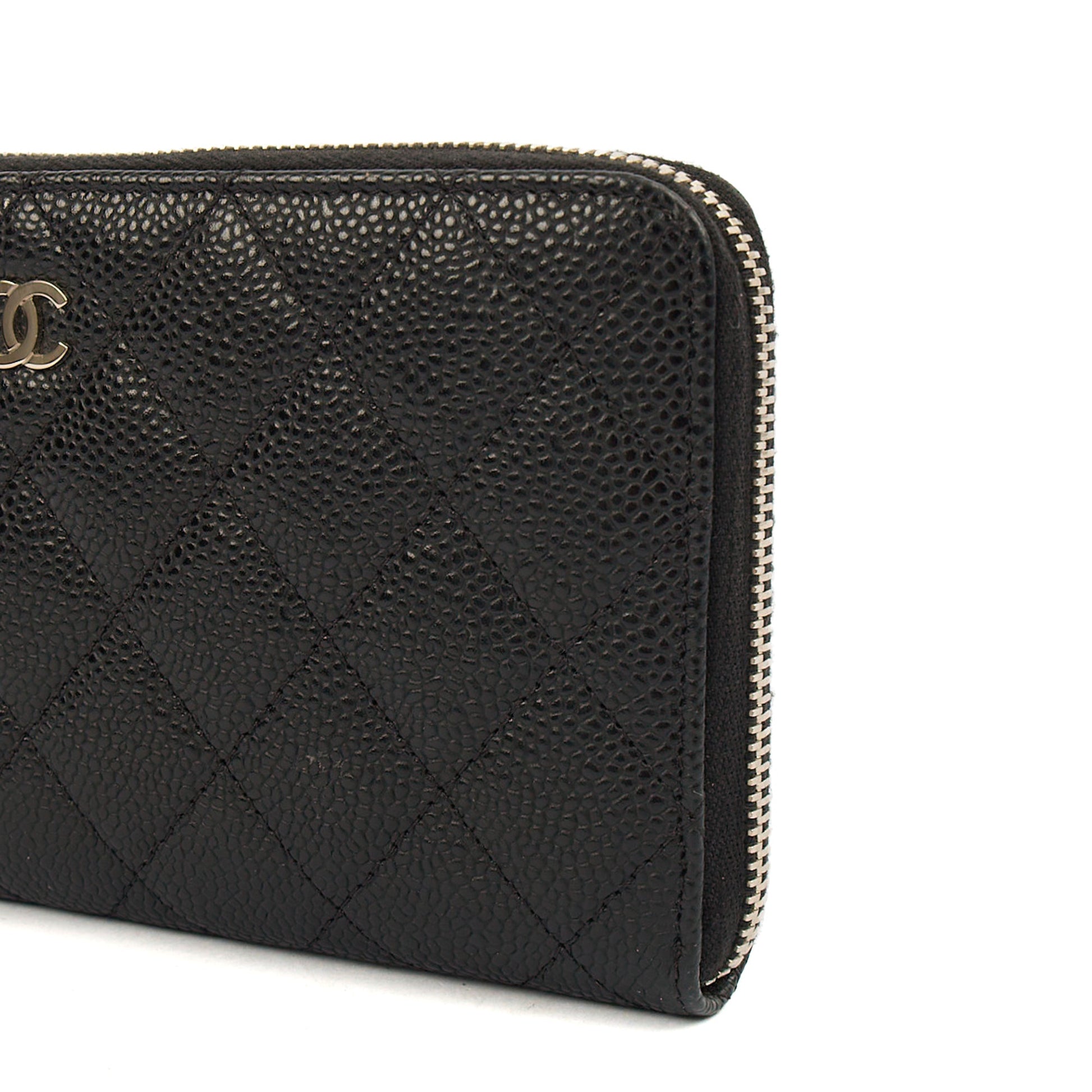 Chanel Purse Zip Wallet in Black, Caviar Leather — Alternate View 8