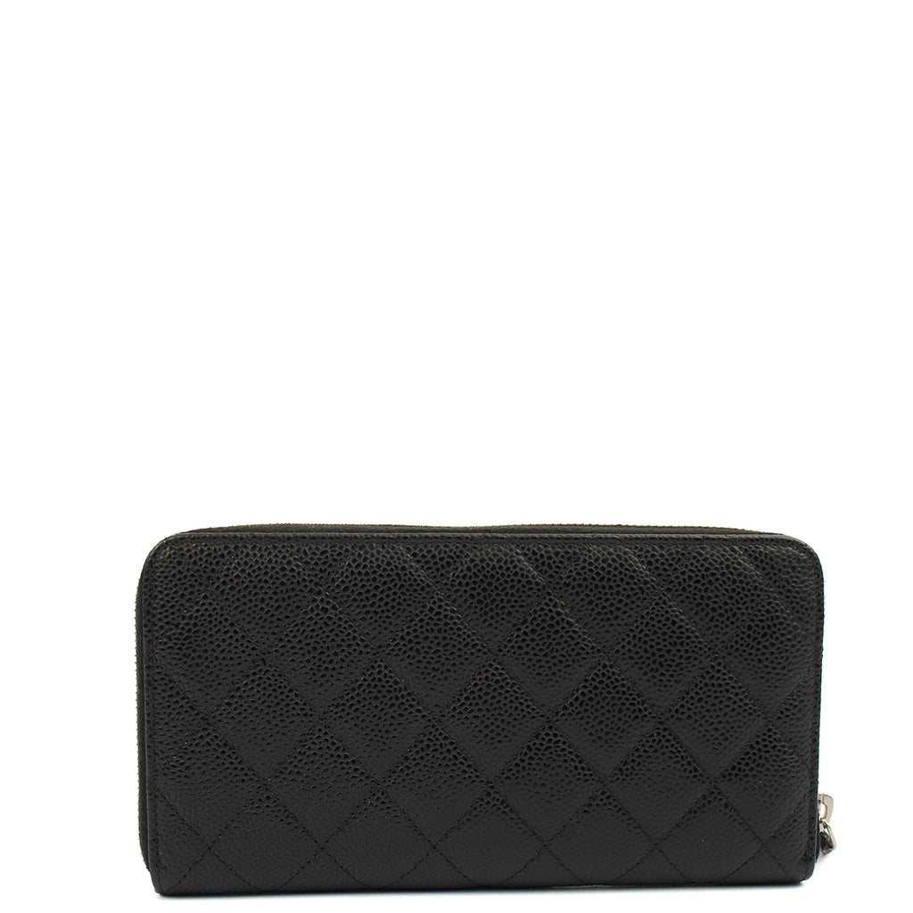 Chanel Purse Zip Wallet in Black, Caviar Leather — Top View