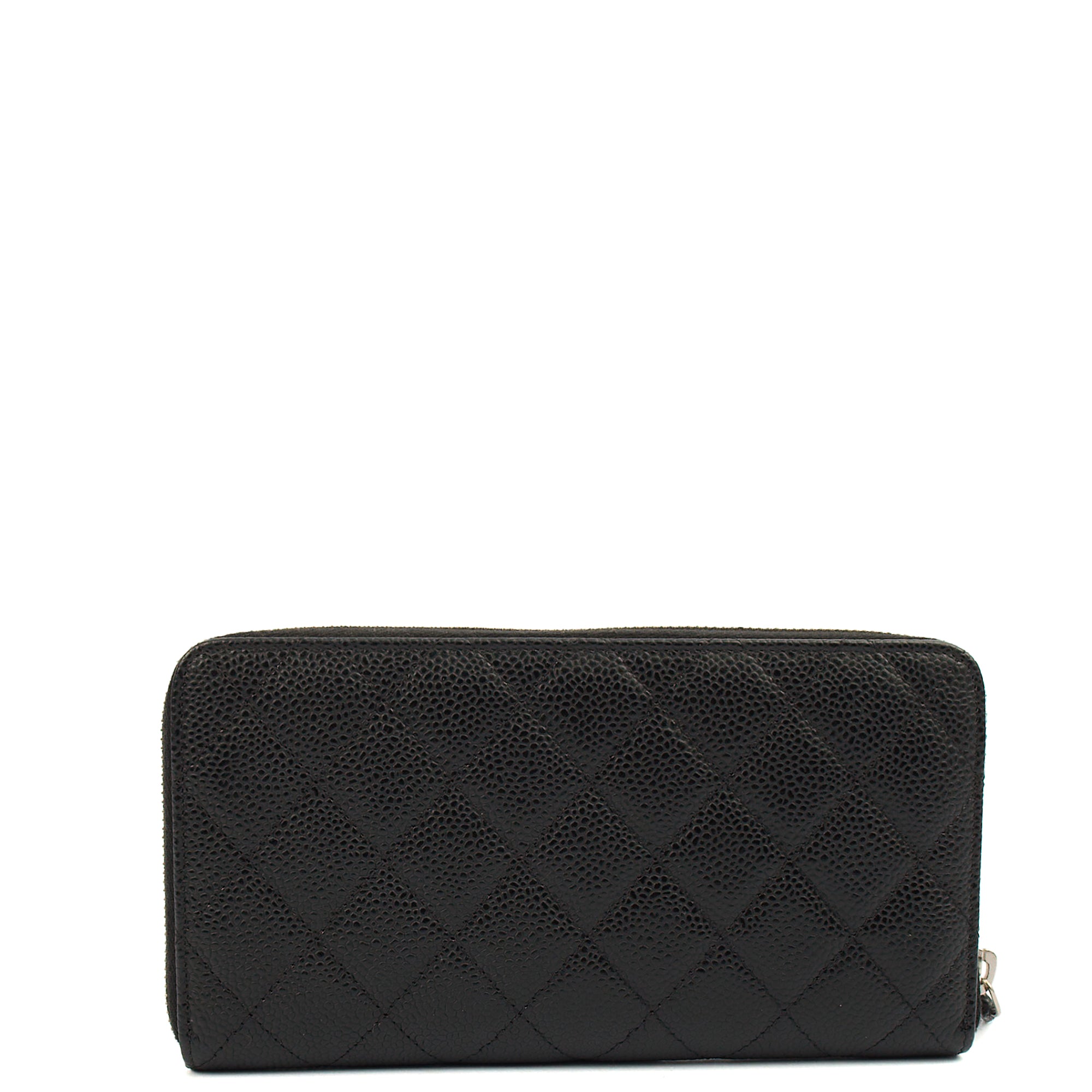 Chanel Purse Zip Wallet in Black, Caviar Leather — Top View