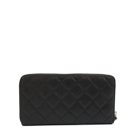 Chanel Purse Zip Wallet in Black, Caviar Leather — Top View
