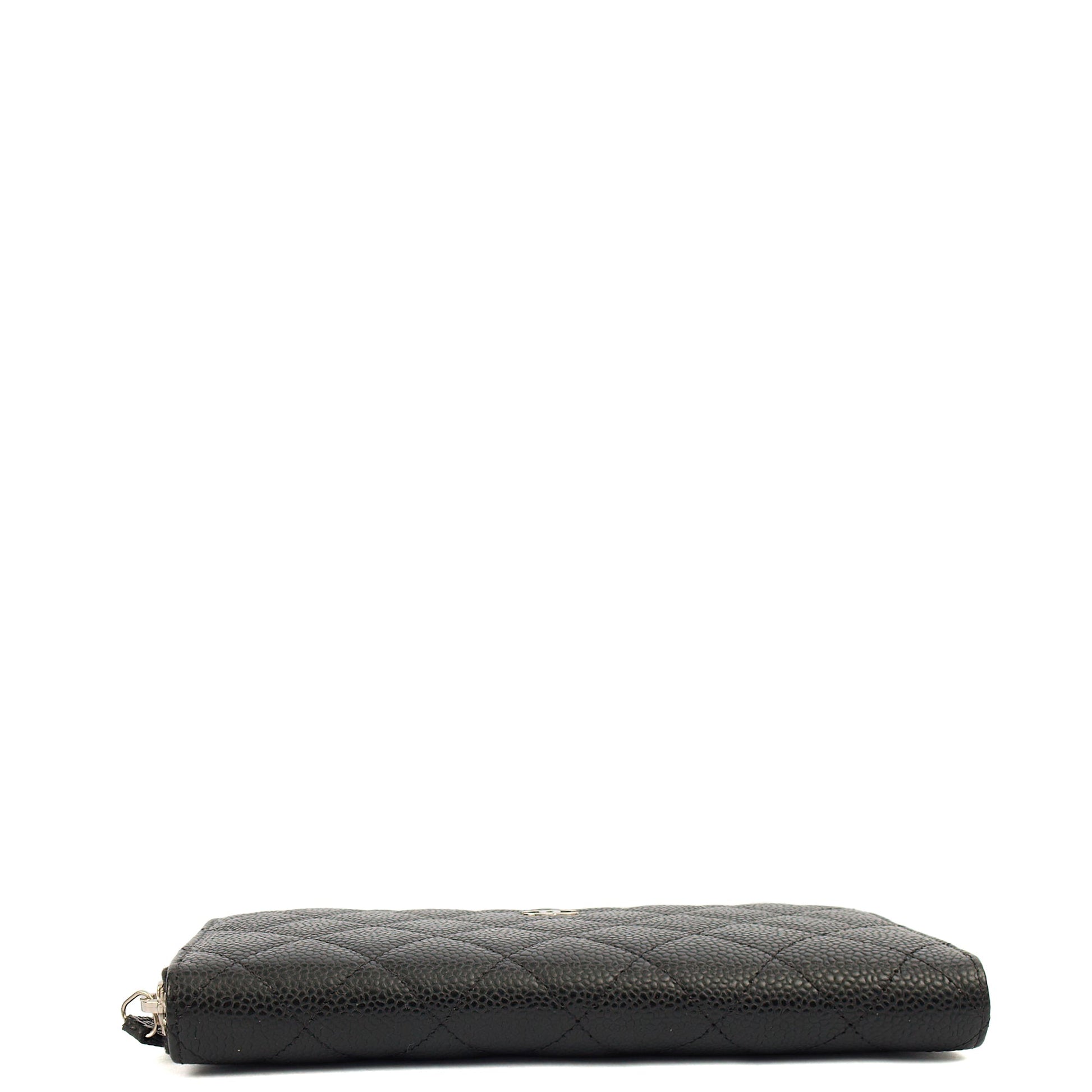 Chanel Purse Zip Wallet in Black, Caviar Leather — Detail View
