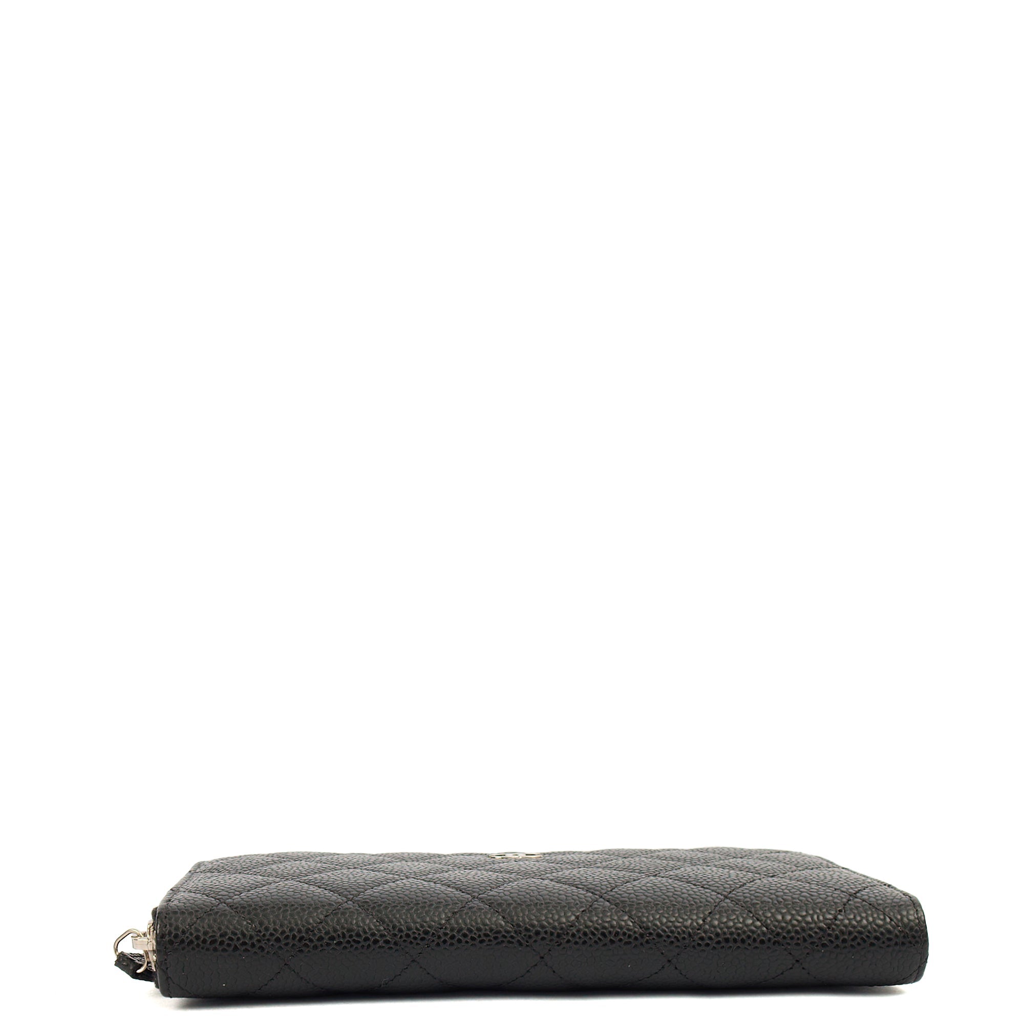 Chanel Purse Zip Wallet in Black, Caviar Leather — Detail View