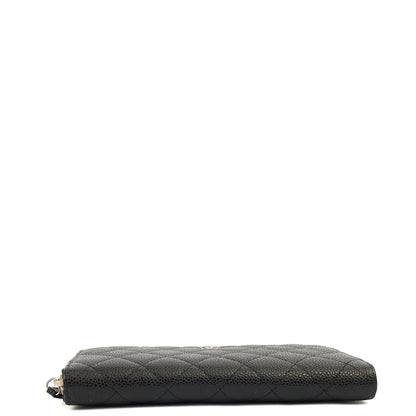 Chanel Purse Zip Wallet in Black, Caviar Leather — Detail View