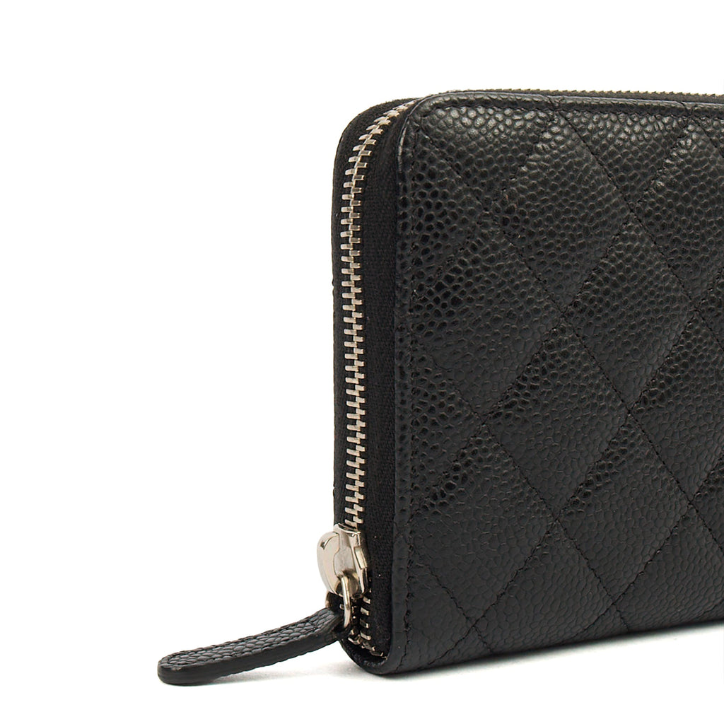 Chanel Purse Zip Wallet in Black, Caviar Leather — Lifestyle View