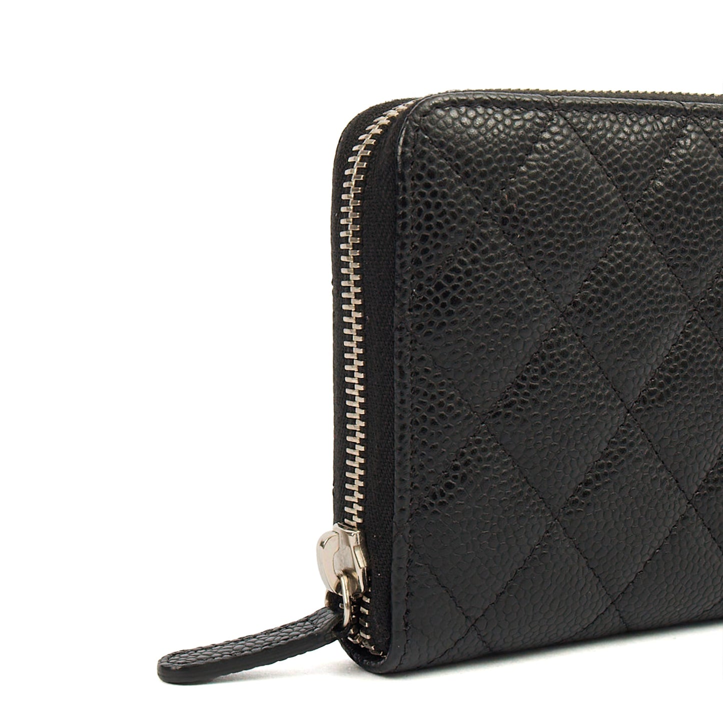 Chanel Purse Zip Wallet in Black, Caviar Leather — Lifestyle View