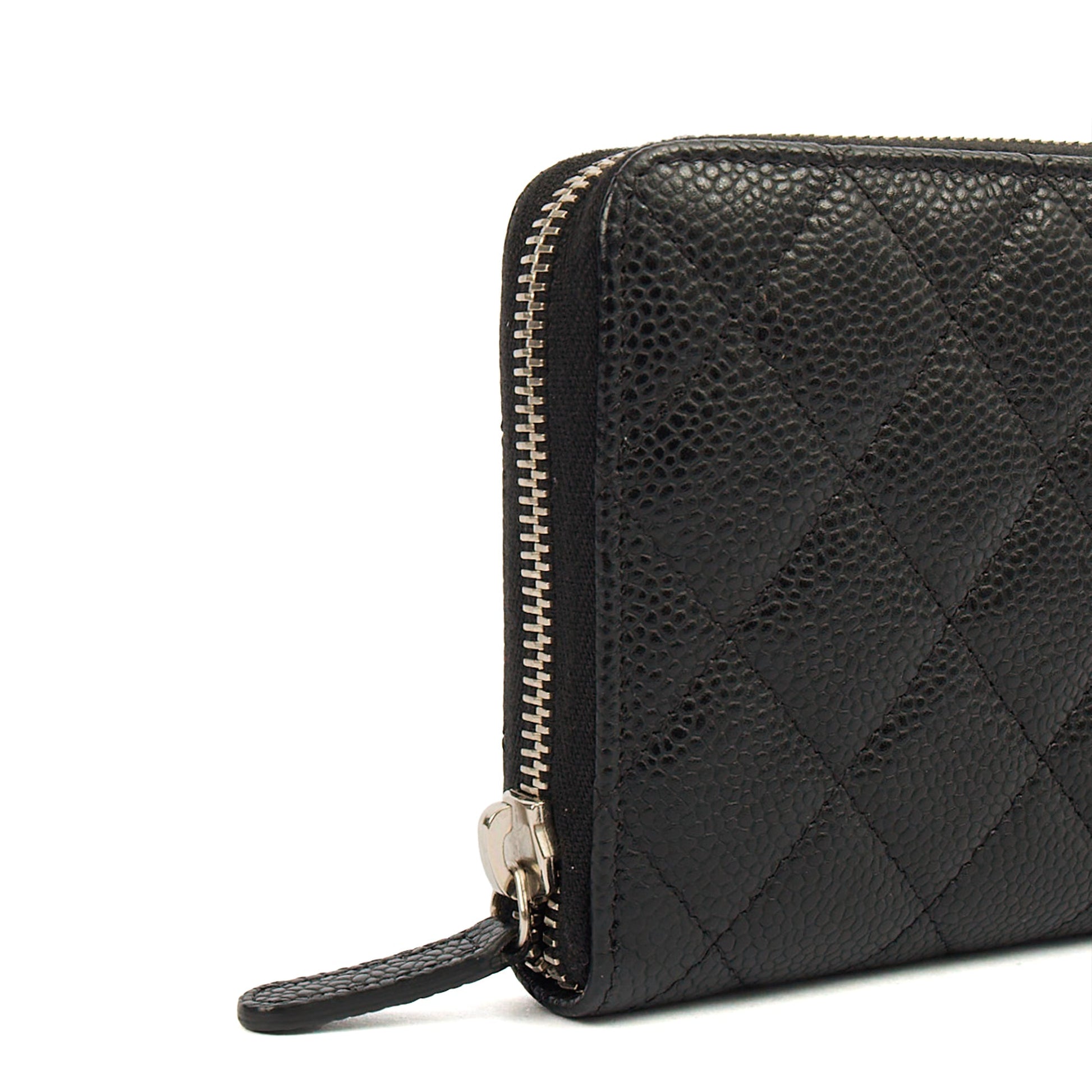 Chanel Purse Zip Wallet in Black, Caviar Leather — Lifestyle View