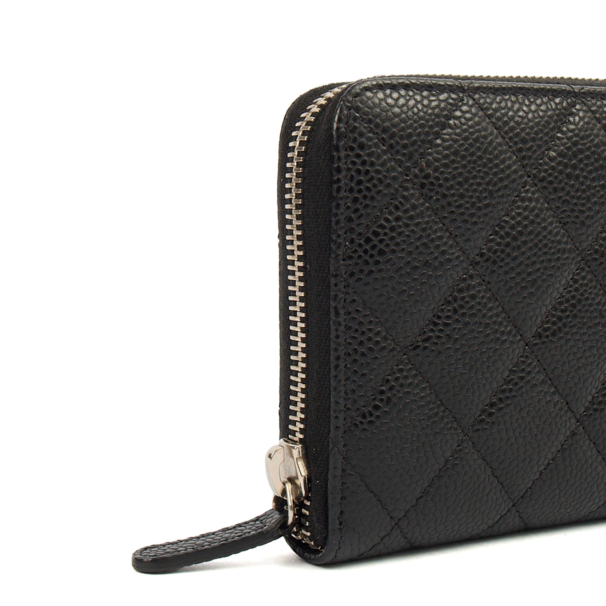 Chanel Purse Zip Wallet in Black, Caviar Leather — Lifestyle View