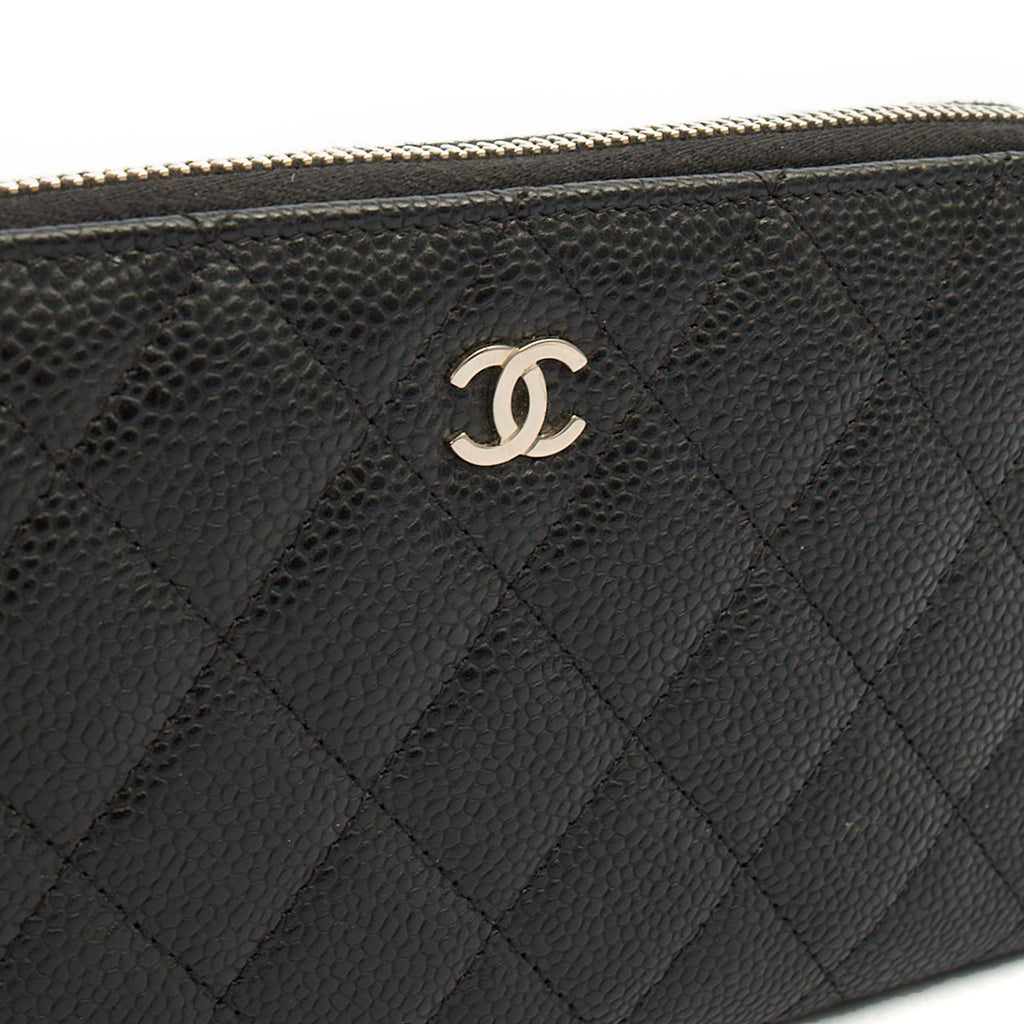 Chanel Purse Zip Wallet in Black, Caviar Leather — Alternate View 7