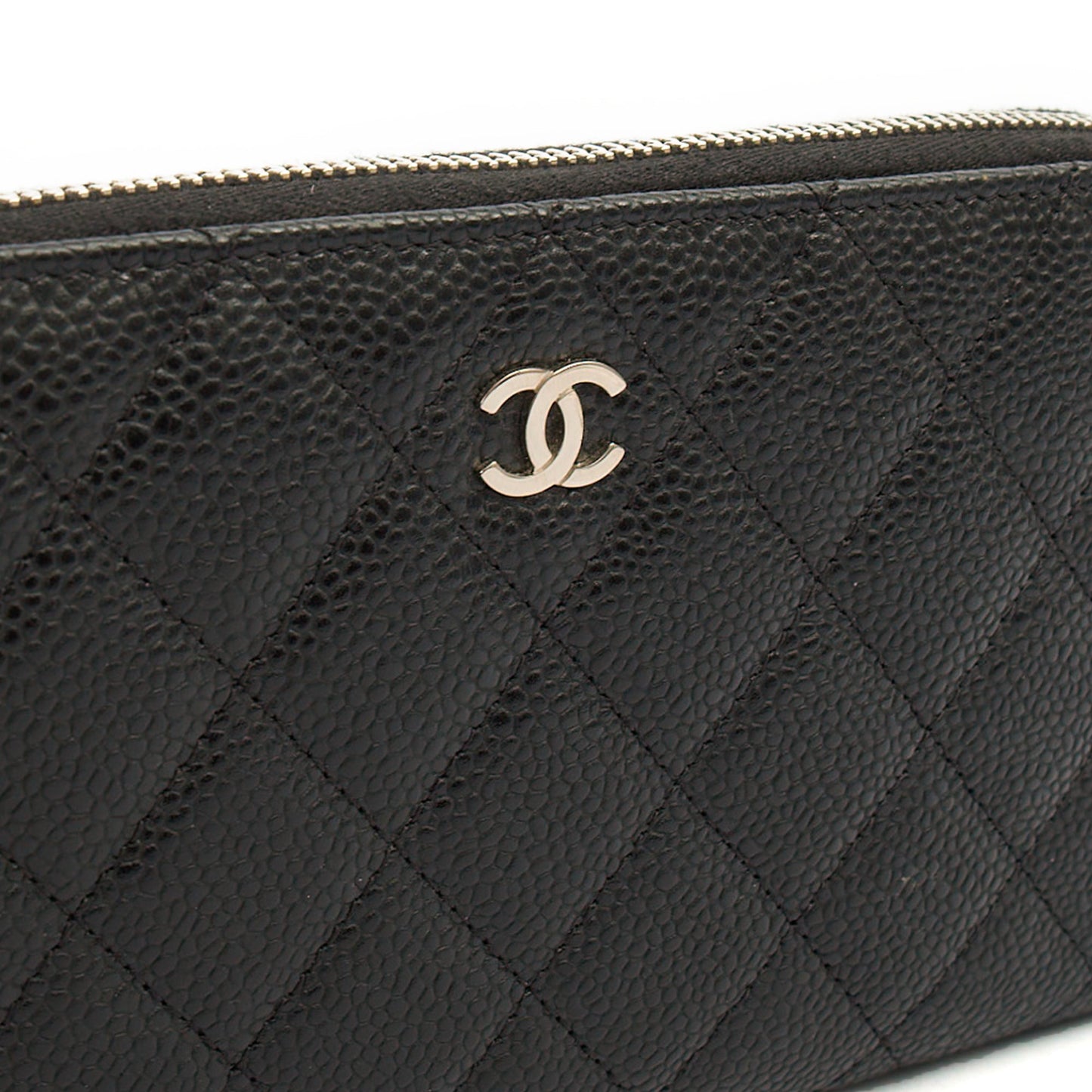 Chanel Purse Zip Wallet in Black, Caviar Leather — Alternate View 7
