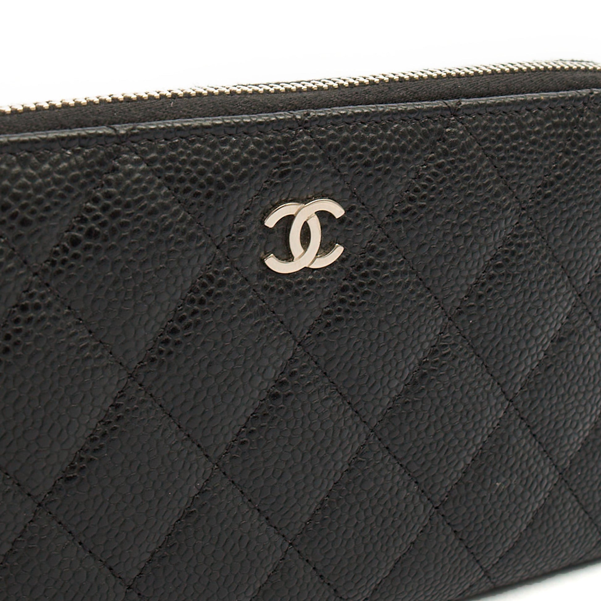 Chanel Purse Zip Wallet in Black, Caviar Leather — Alternate View 7