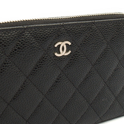 Chanel Purse Zip Wallet in Black, Caviar Leather — Alternate View 7