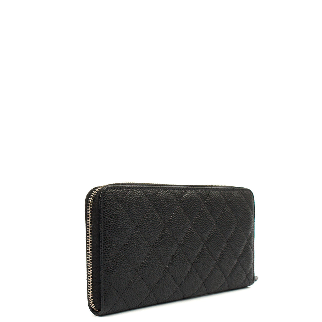 Chanel Purse Zip Wallet in Black, Caviar Leather — Back View