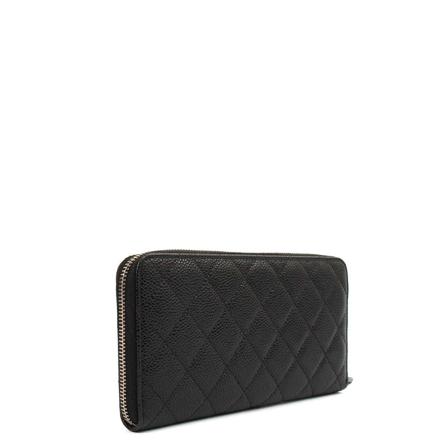 Chanel Purse Zip Wallet in Black, Caviar Leather — Back View