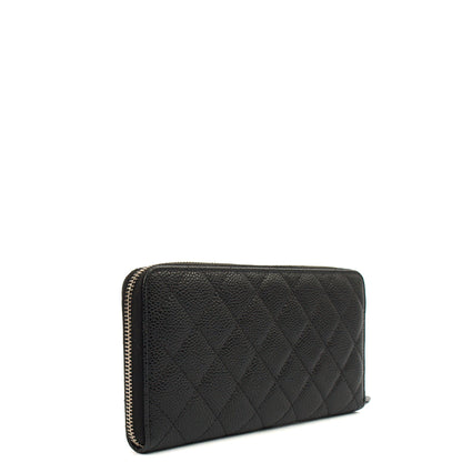 Chanel Purse Zip Wallet in Black, Caviar Leather — Back View