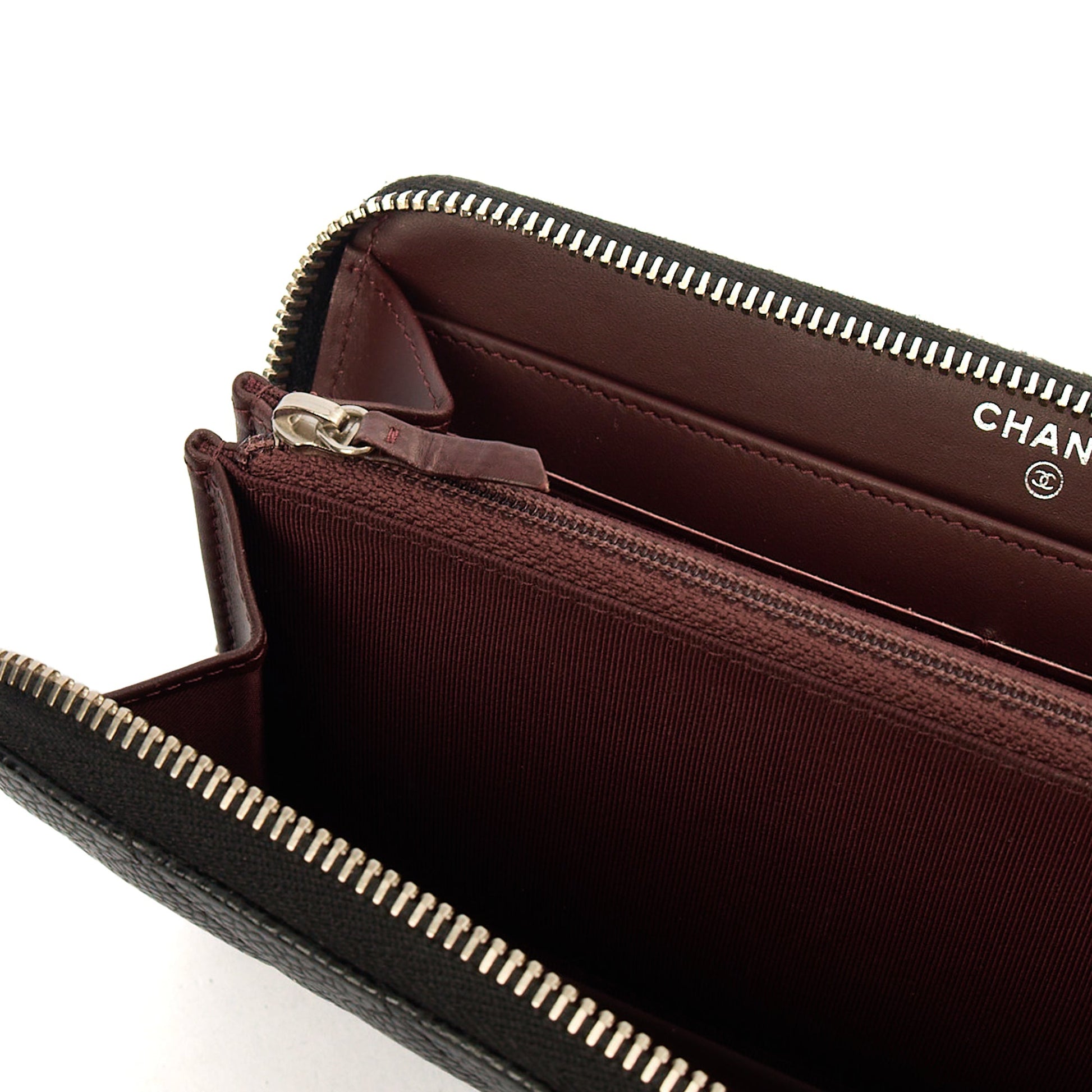 Chanel Purse Zip Wallet in Black, Caviar Leather — Alternate View 9