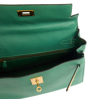 Hermes Top Handle Kelly 28 in Vert Vertigo, Courchevel Leather — Alternate View 36
