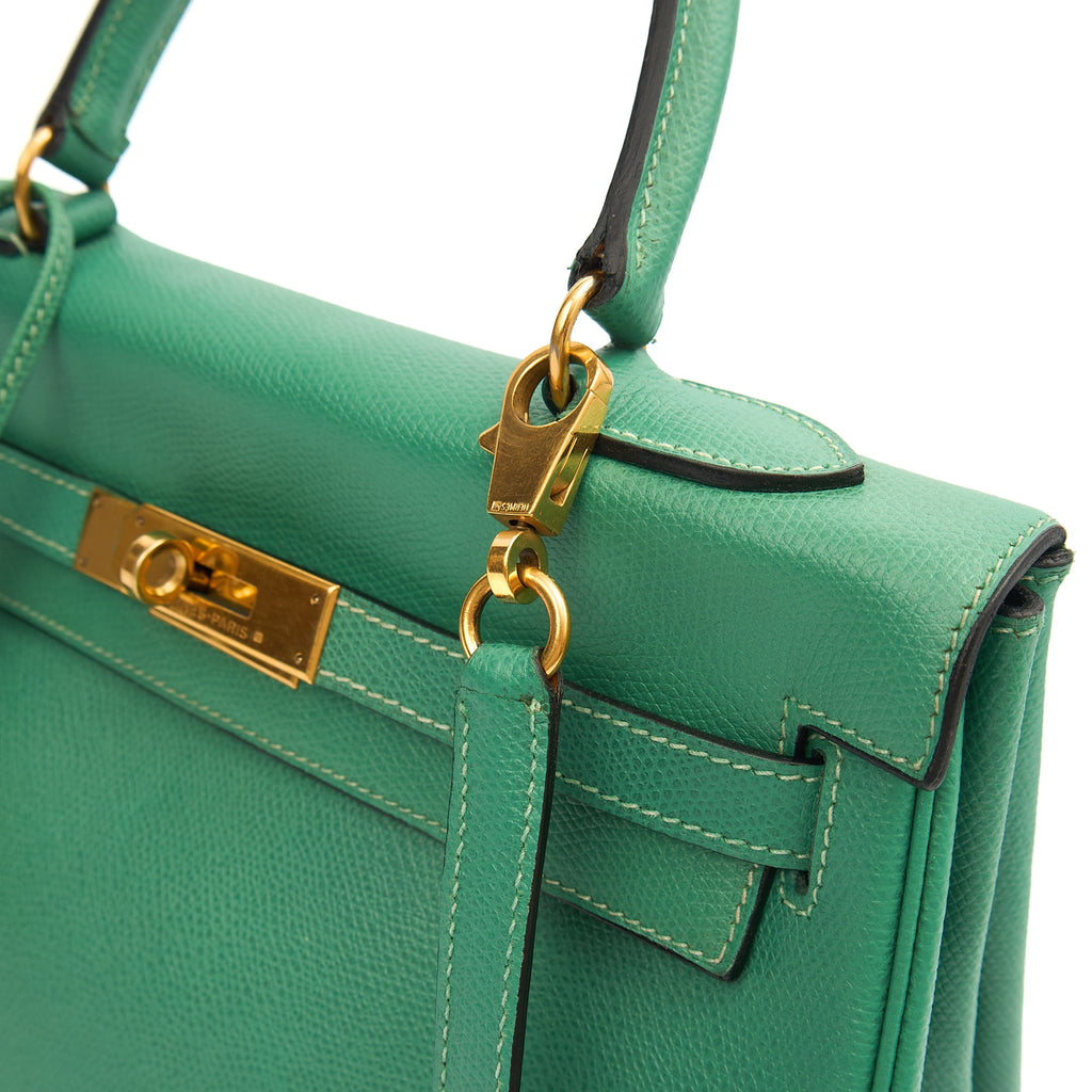 Hermes Top Handle Kelly 28 in Vert Vertigo, Courchevel Leather — Alternate View 9