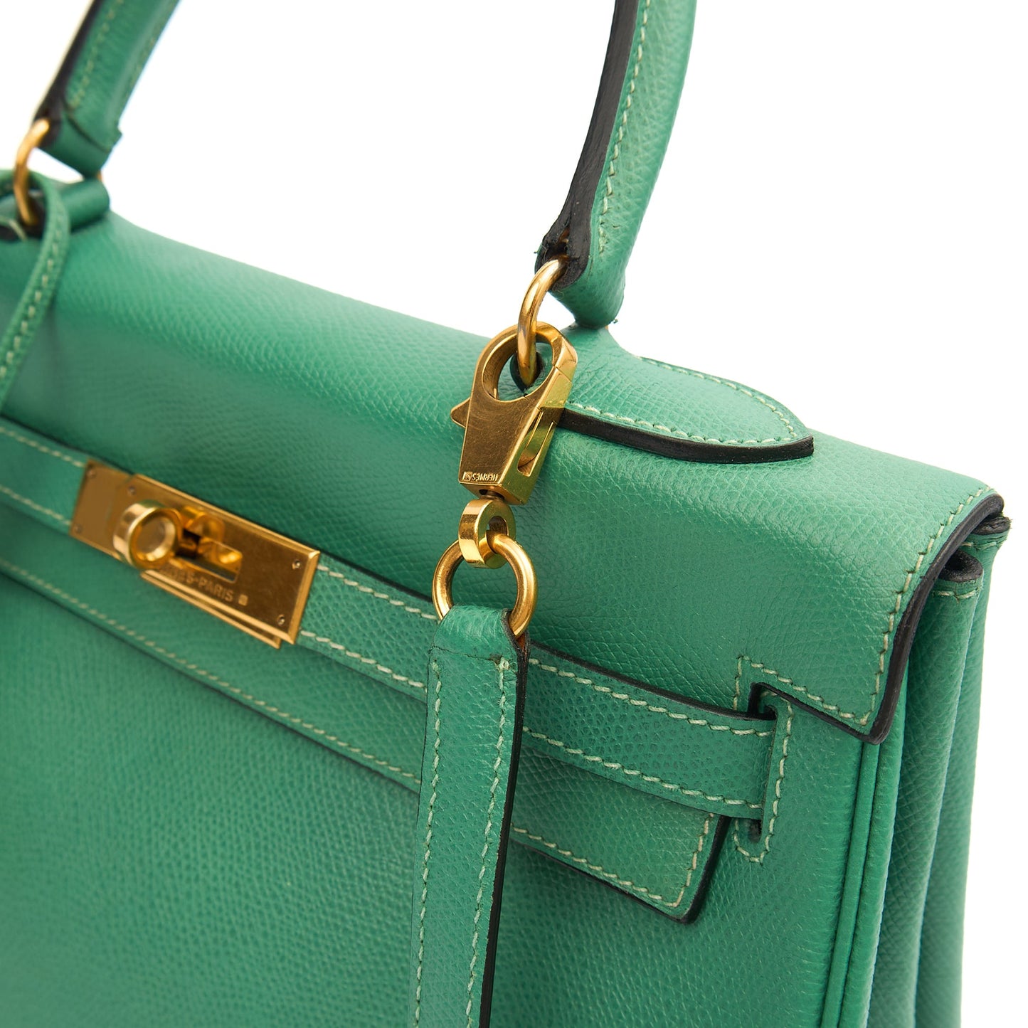 Hermes Top Handle Kelly 28 in Vert Vertigo, Courchevel Leather — Alternate View 33