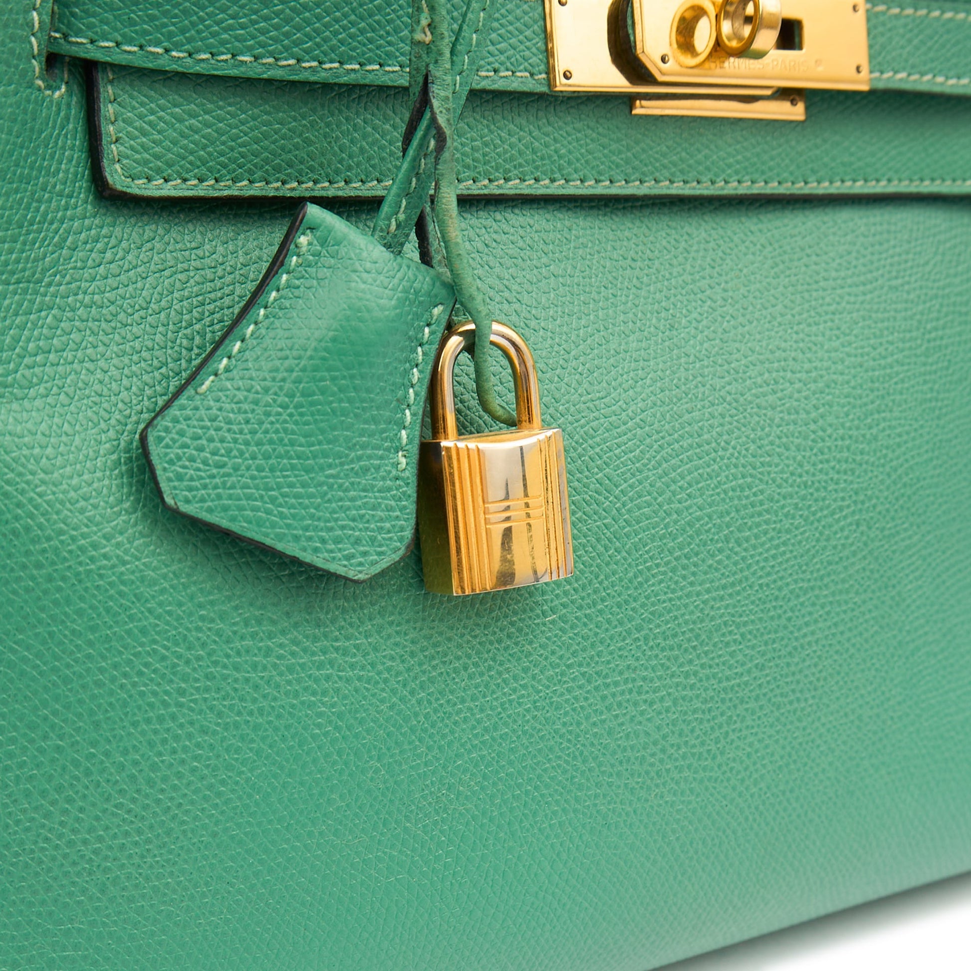 Hermes Top Handle Kelly 28 in Vert Vertigo, Courchevel Leather — Alternate View 11