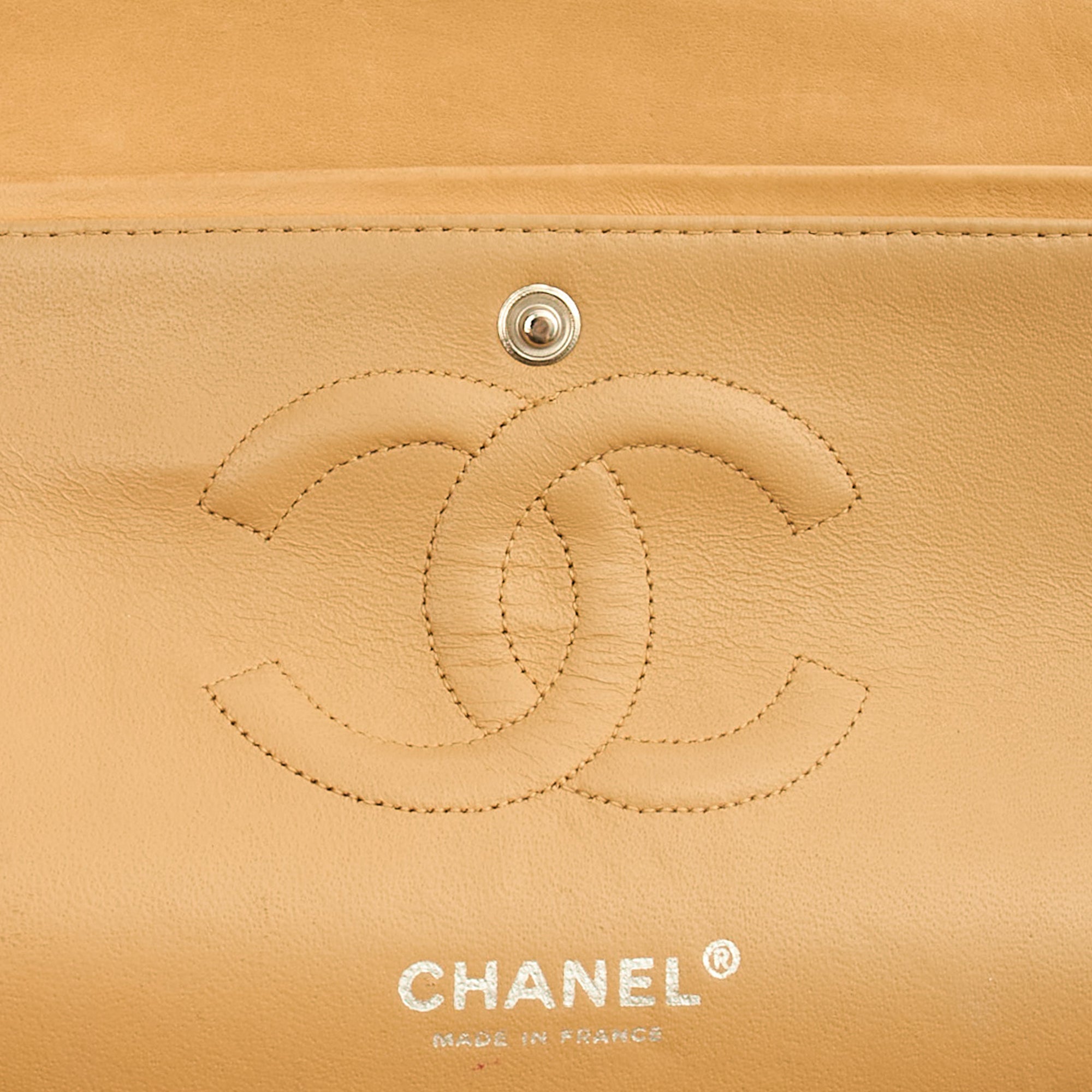 Chanel Shoulder Bag Classic Double Flap - Medium in Neutral, Lambskin Leather — Alternate View 11