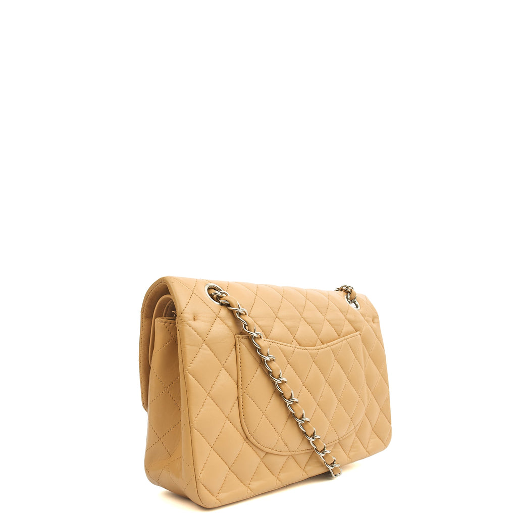 Chanel Shoulder Bag Classic Double Flap - Medium in Neutral, Lambskin Leather — Alternate View 14