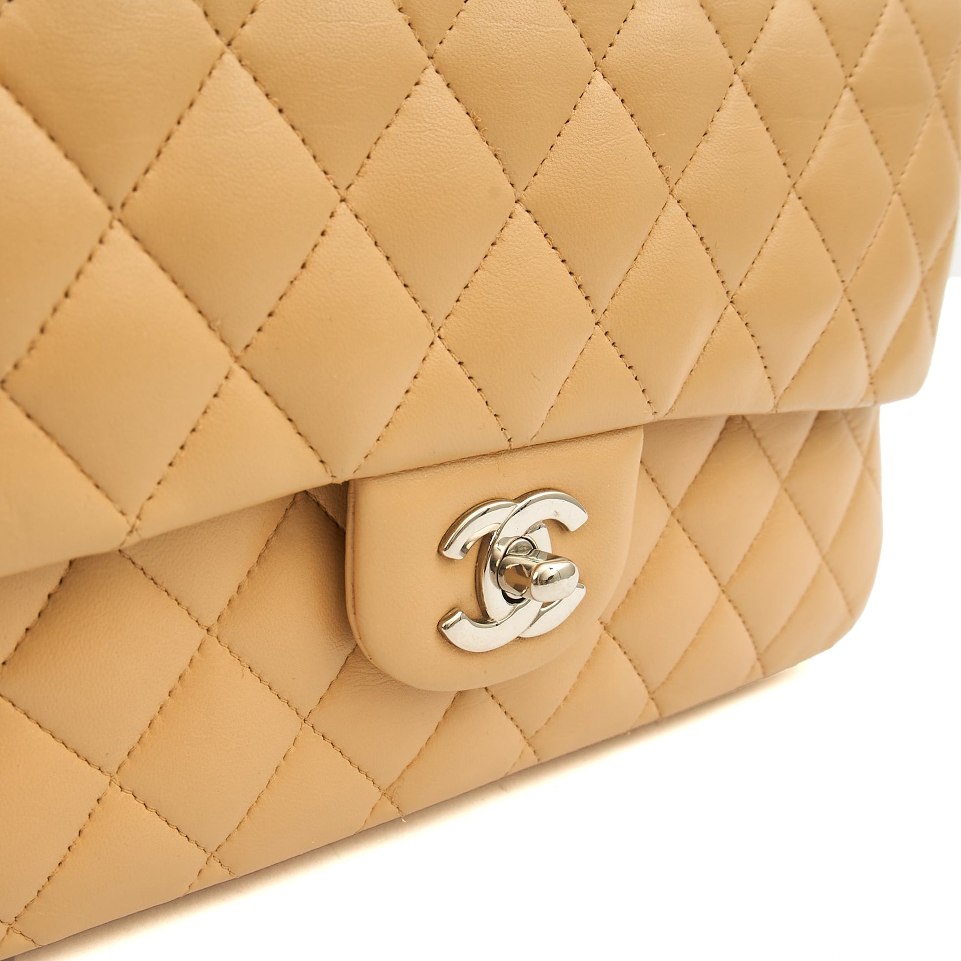 Chanel Shoulder Bag Classic Double Flap - Medium in Neutral, Lambskin Leather — Alternate View 21