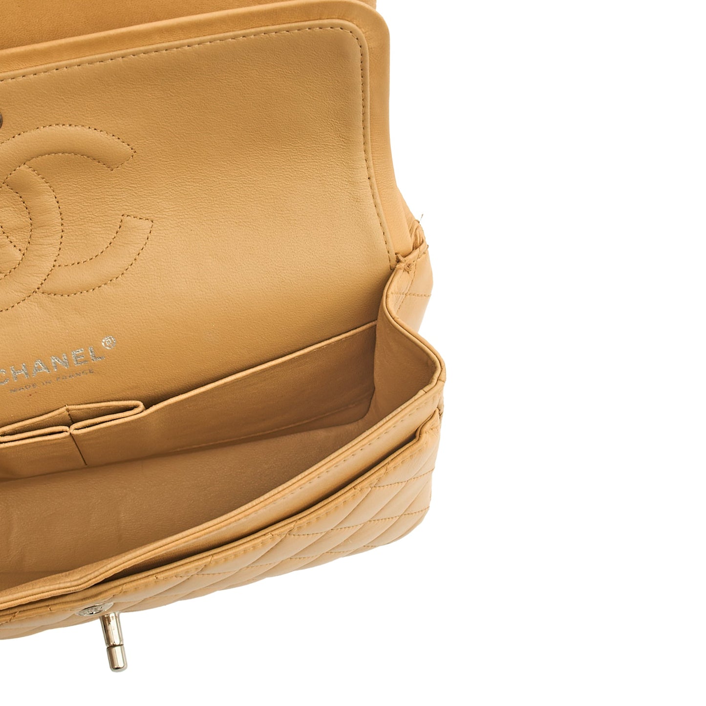 Chanel Shoulder Bag Classic Double Flap - Medium in Neutral, Lambskin Leather — Alternate View 12