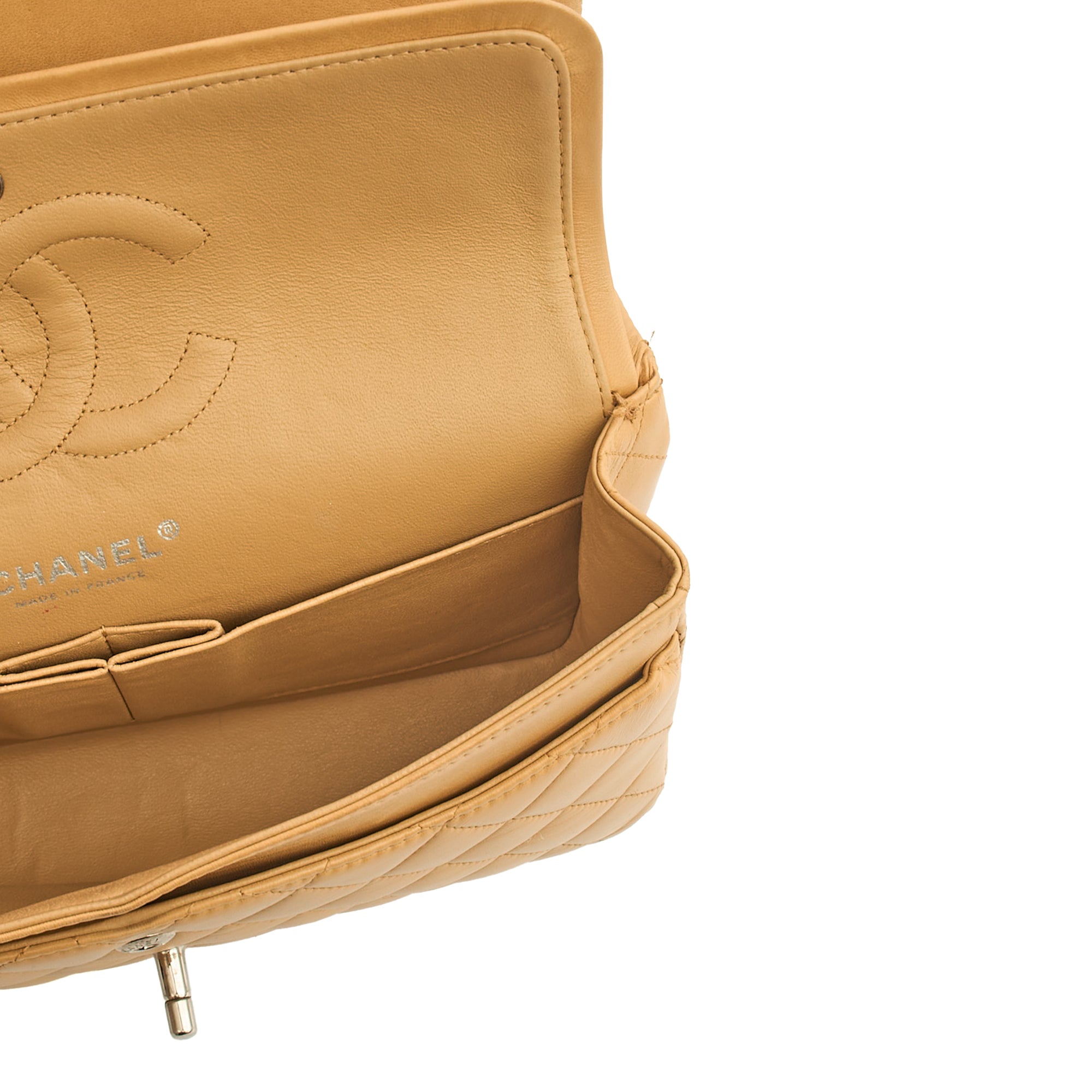 Chanel Shoulder Bag Classic Double Flap - Medium in Neutral, Lambskin Leather — Alternate View 12
