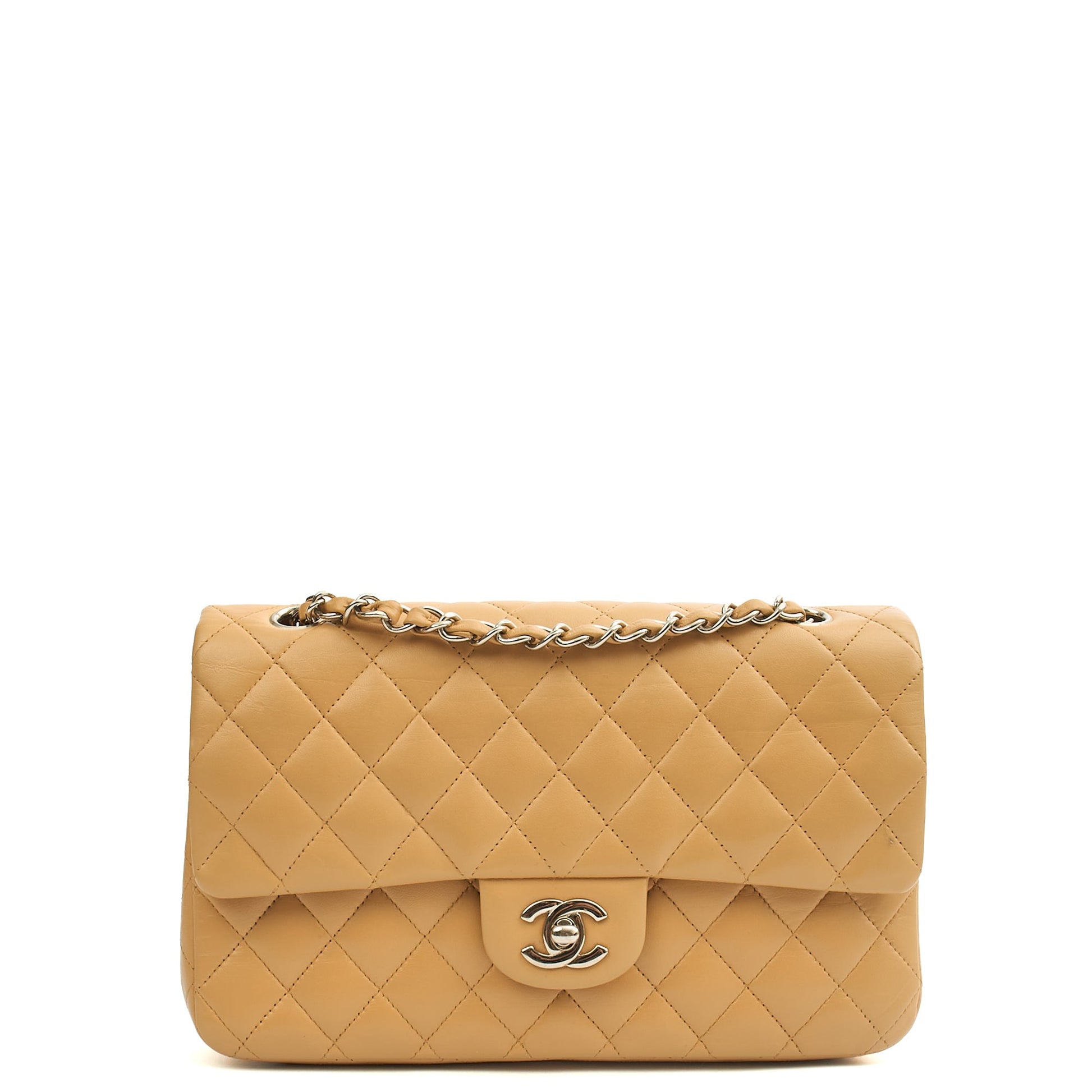 Chanel Shoulder Bag Classic Double Flap - Medium in Neutral, Lambskin Leather — Alternate View 13
